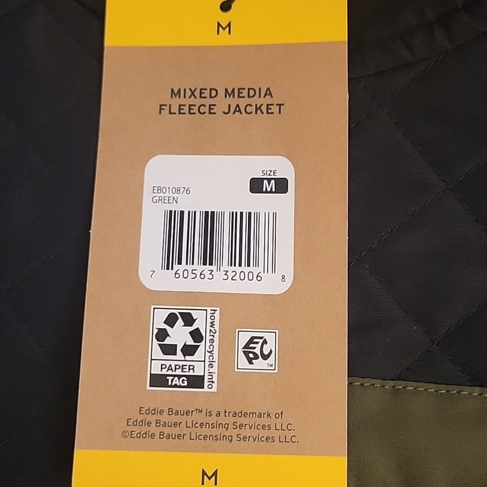 Eddie Bauer Olive Mixed Media Fleece Jacket - Picture 3 of 3